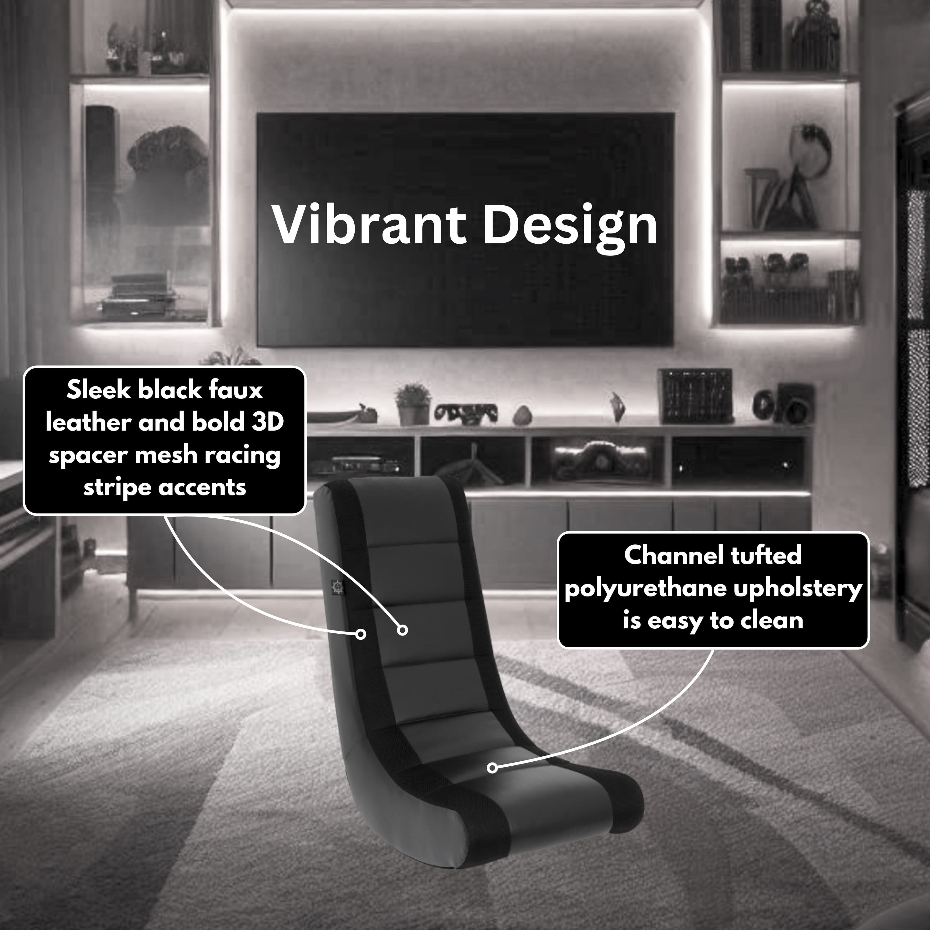 Level Up Your Gaming Experience: Classic Video Rocker Floor Chair for Kids & Teens! 🎮🖤 #GamingChair #Comfort #KidsGaming