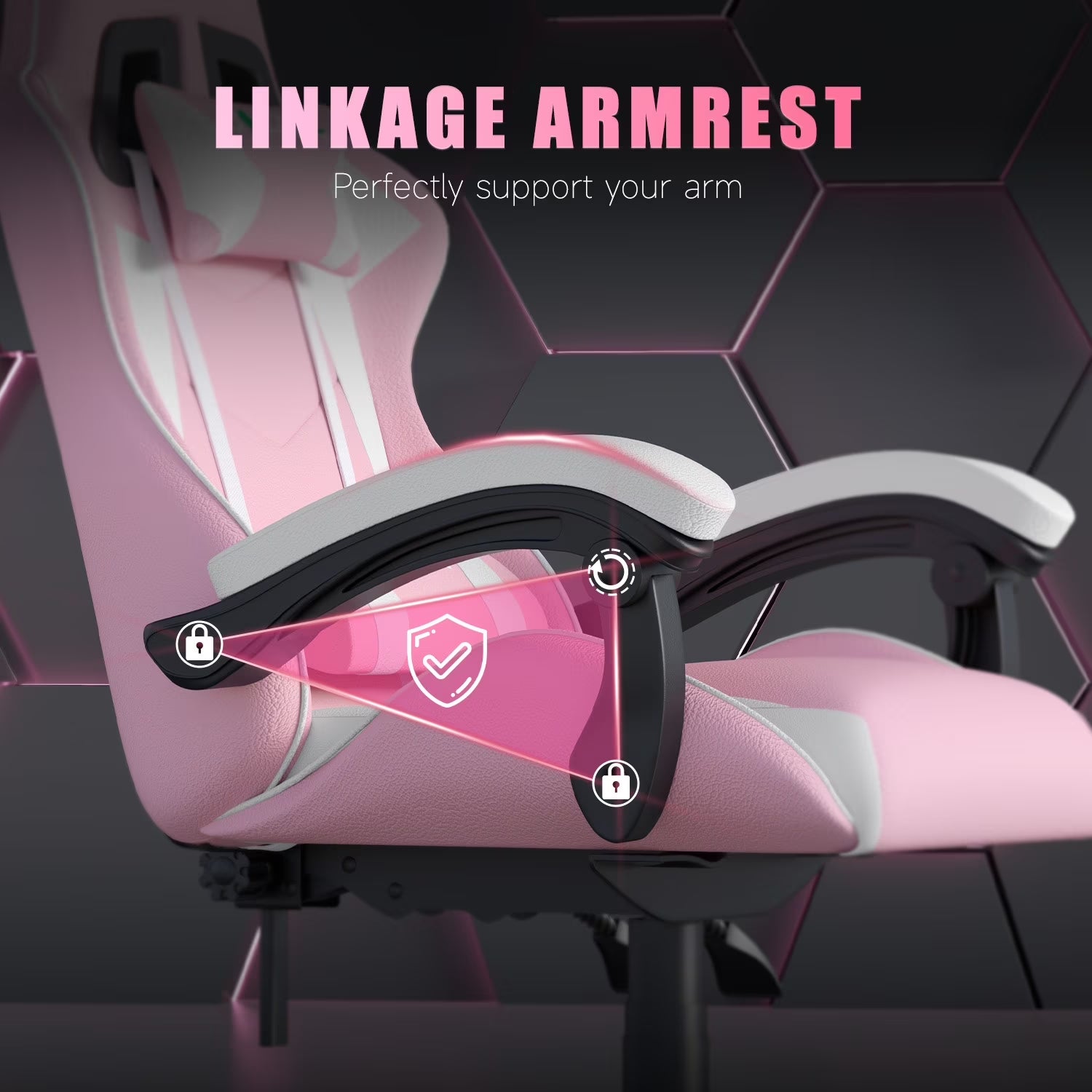 High-Back Gaming Chair Computer Racing Chair with Headrest and Lumbar Support for Back Pain, Pink