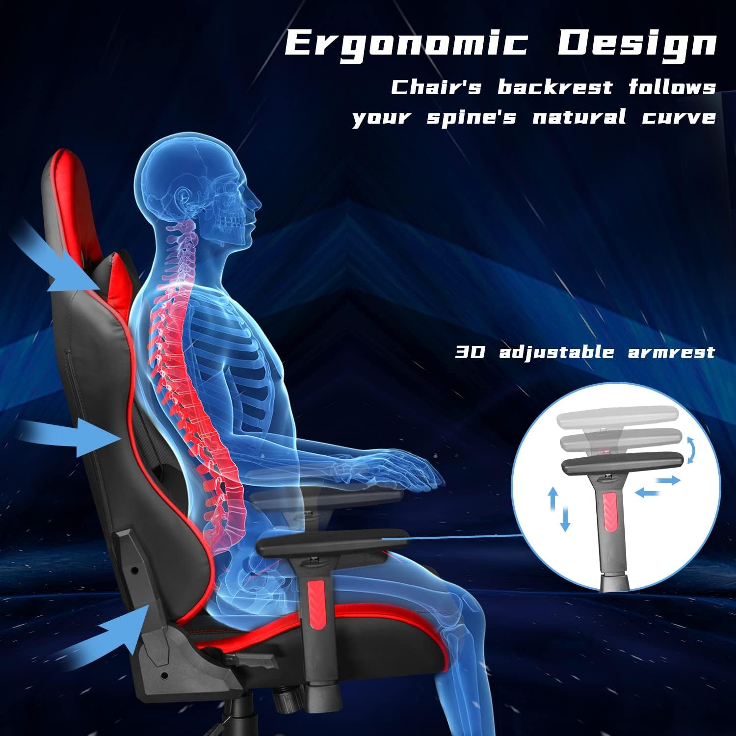 Level Up Your Gaming Experience with Our Ergonomic High Back Chair! Perfect for Teens, Supports Up to 400Lbs, Complete with Headrest & Lumbar Support! 🔥🕹️ #GamingChair #Comfort #GameOn