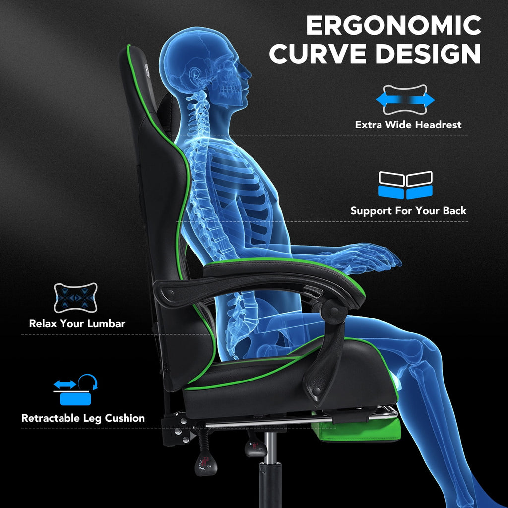 Level Up Your Gaming Experience: Ultimate Massage Gaming Chair with Footrest & Ergonomic Comfort! 🎮✨