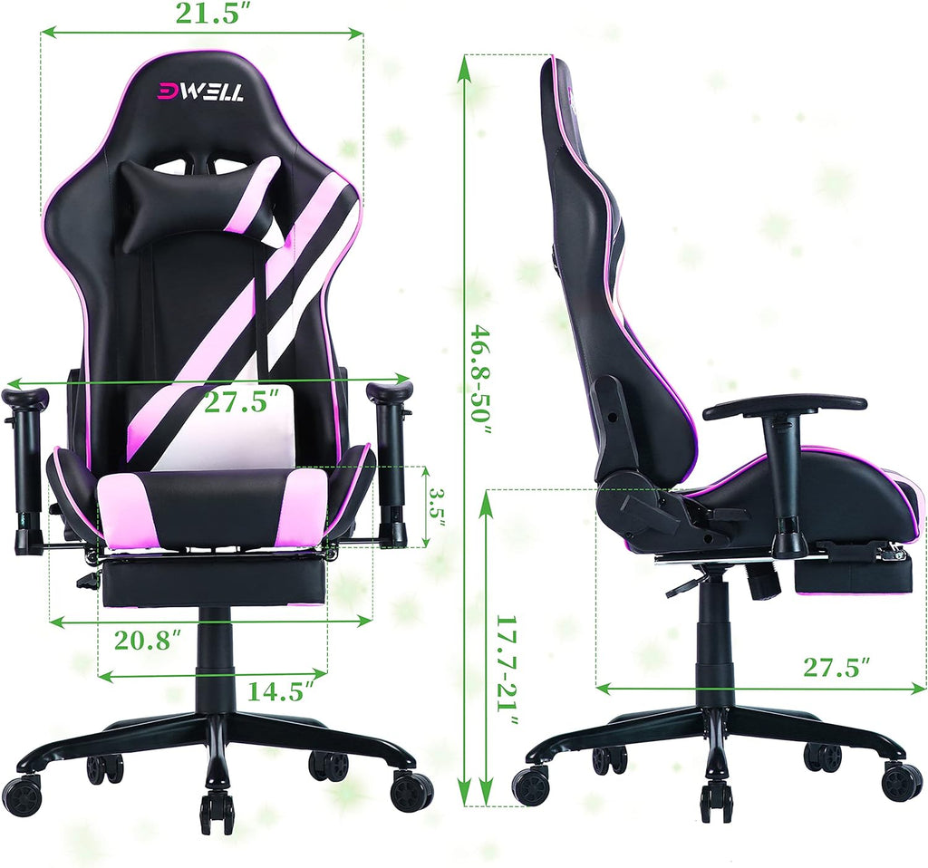 Transform Your Gaming Experience with Our Chic Pink Gaming Chair! 🎮💖 Ergonomic Comfort & Adjustable Footrest Await! #GamerLife #GamingChair