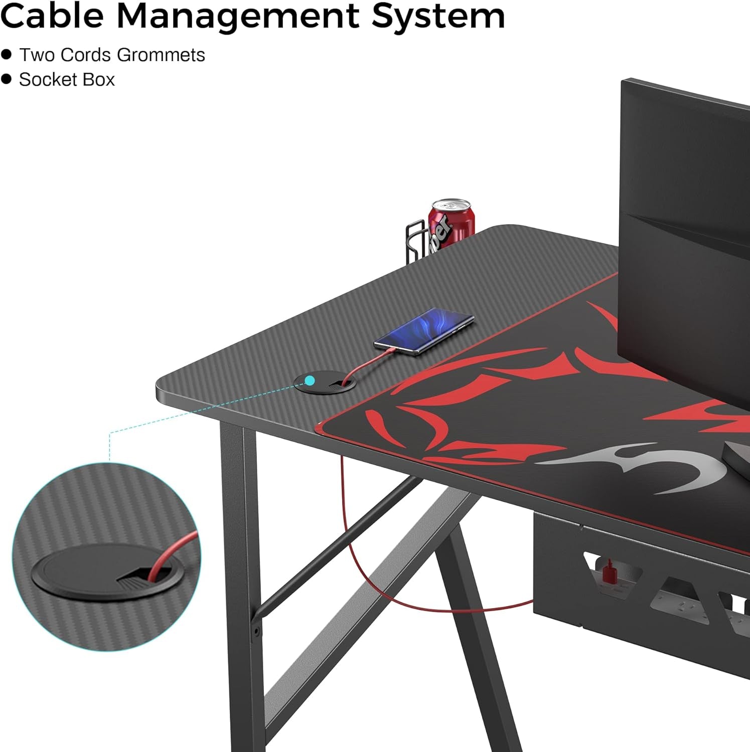 Transform Your Gaming Space! 🚀🖤 Discover the Ultimate 47-Inch K Shaped Desk with Everything You Need: Cable Management, Controller Stand, Cup Holder, Headphone Hook & a Free Mouse Pad! 🎮✨ #GamingDesk #GamerVibes
