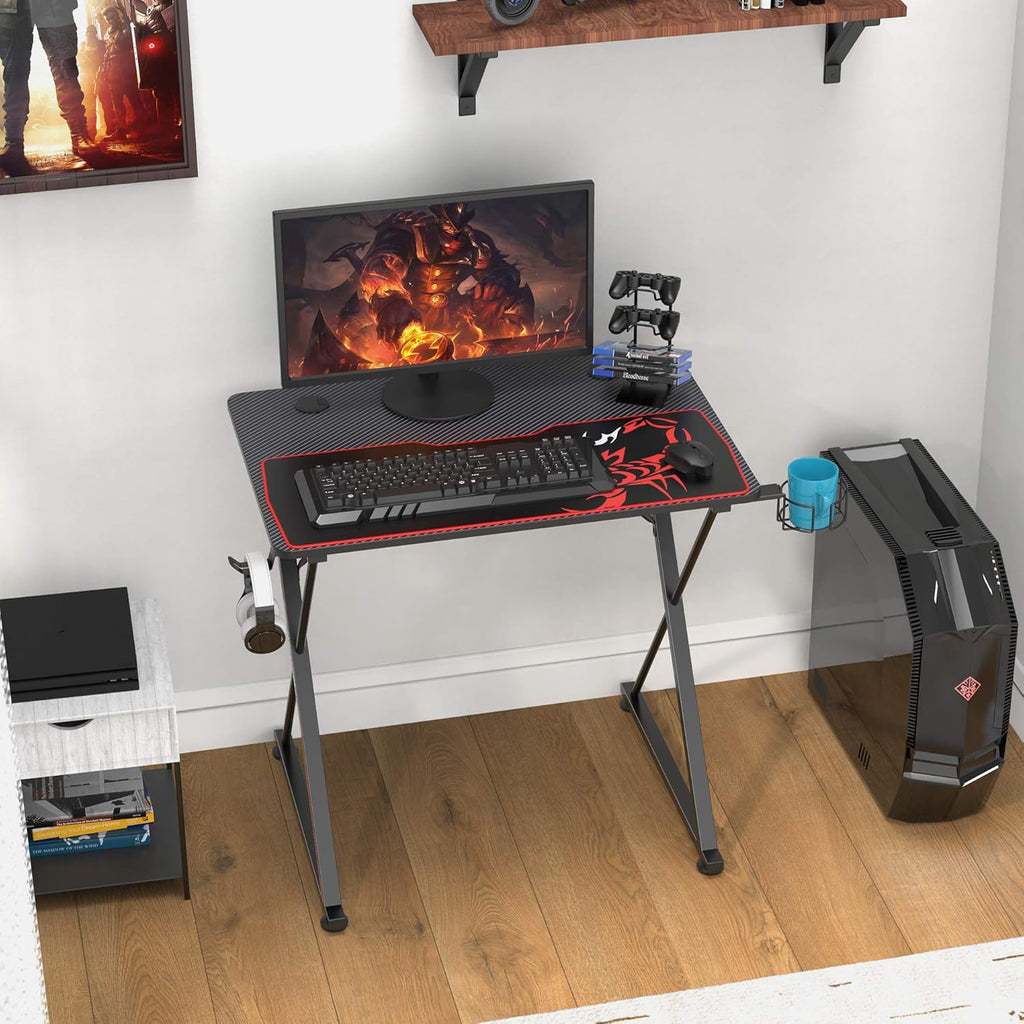 Level up your gaming setup with our sleek 31" X-Shaped Gaming Desk! Perfect for small spaces, it features a handle rack, cup holder, and headphone hook. Get yours in black! 🎮🖤 #GamingDesk #GamerLife
