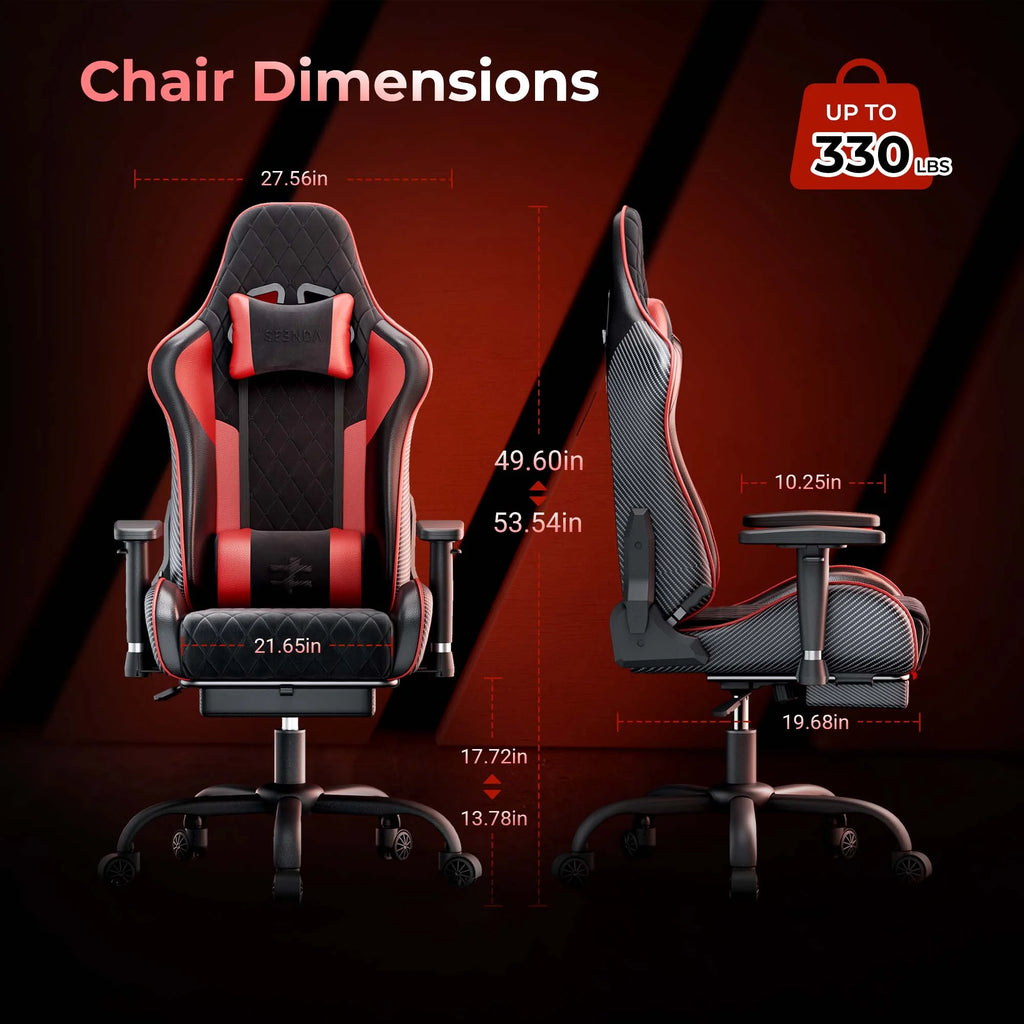 Gcpro-10 Gaming Chair, Big and Tall Video Game Chair with Footrest, High Back Ergonomic Computer Desk Chair Height Adjustable with Headrest and Lumbar Support