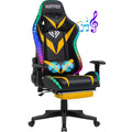 Level up your gaming experience with this sleek Yellow Faux Leather Massage LED Reclining Chair! 🎮✨ Enjoy Bluetooth speakers and adjustable armrests for ultimate comfort! 🛋️🔊 #GamingChair #Ergonomic #GamerLife