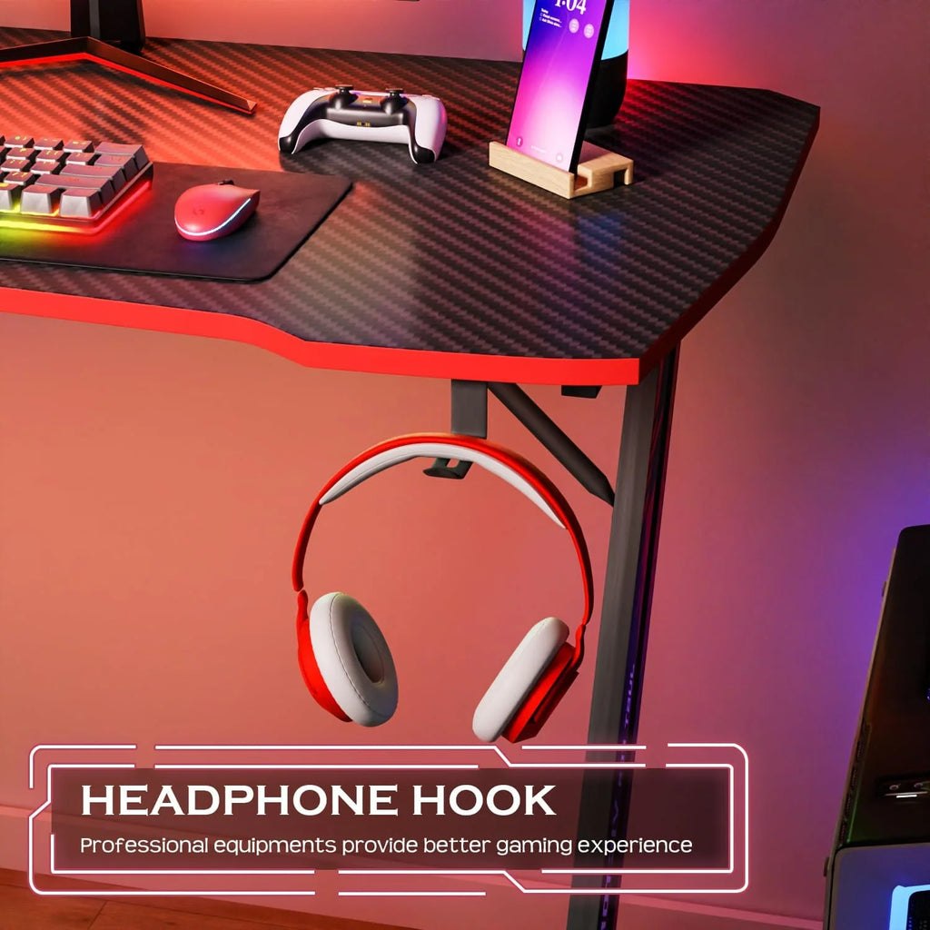 Transform your gaming experience with our 39" Z-Shaped Gaming Desk! 🎮✨ Super spacious and sturdy, plus it has a perfect headphone hook! 🔥 #GamingDesk #GameOn