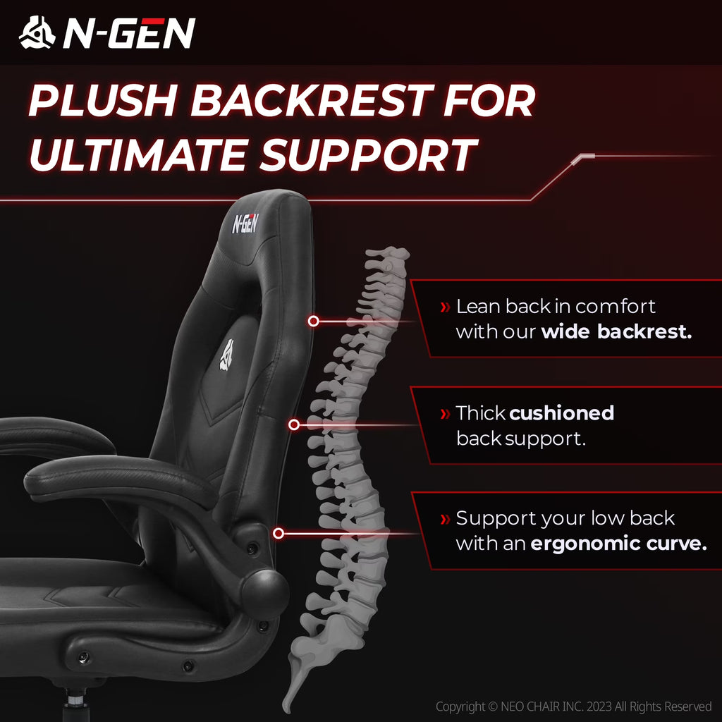 Level up your gaming setup with the N-GEN Black Gaming Chair! 🎮🖥️ Ergonomic design, flip-up armrests, and sleek PU leather make it the ultimate desk chair for gamers and professionals alike! #GamingChair #ErgonomicDesign #OfficeStyle