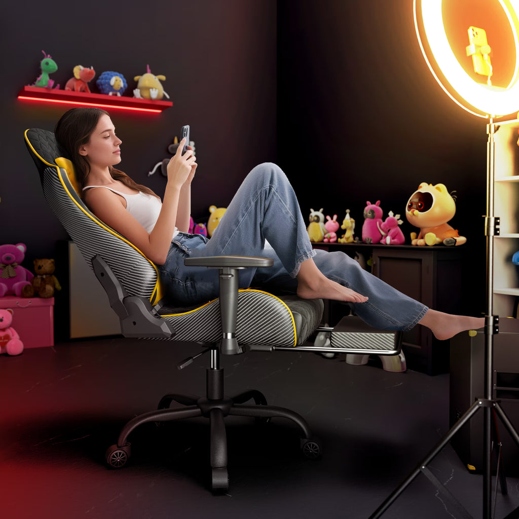 Gcpro-10 Big and Tall Gaming Chair, All-In-One Comfort Featuring a Retractable Footrest, High-Back Ergonomic Design, and Fully Adjustable Lumbar & Head Support