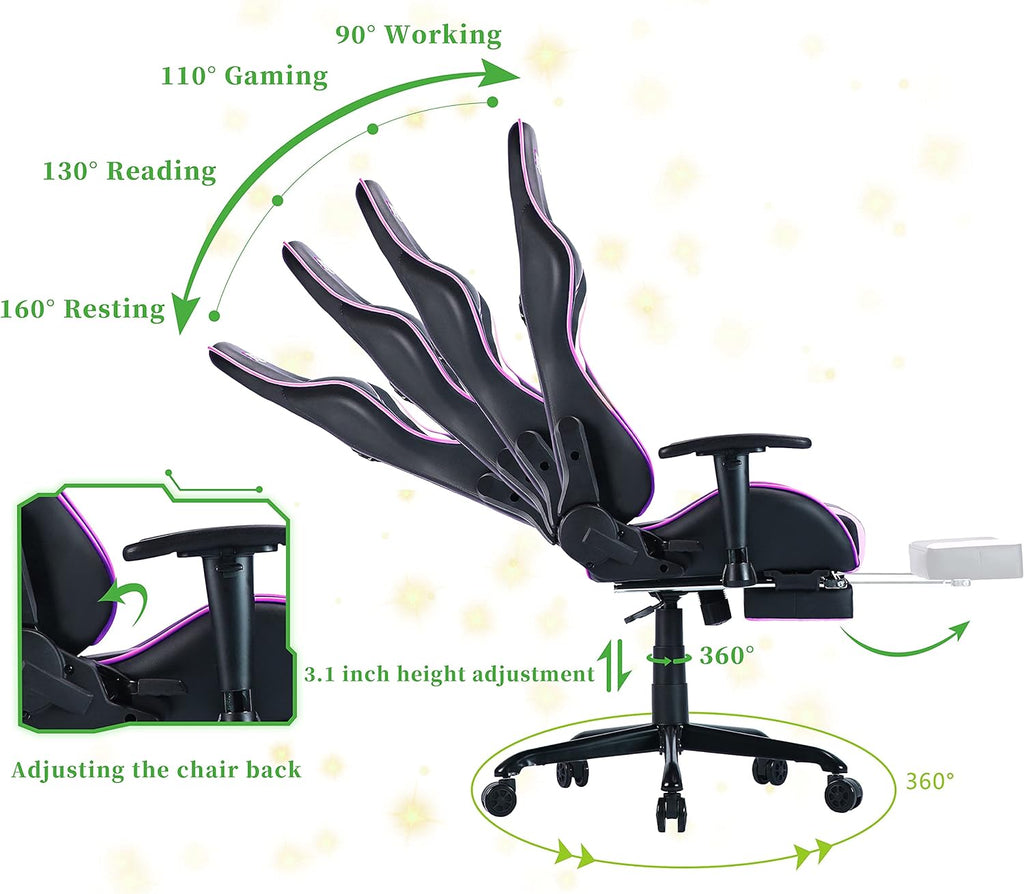 Transform Your Gaming Experience with Our Chic Pink Gaming Chair! 🎮💖 Ergonomic Comfort & Adjustable Footrest Await! #GamerLife #GamingChair