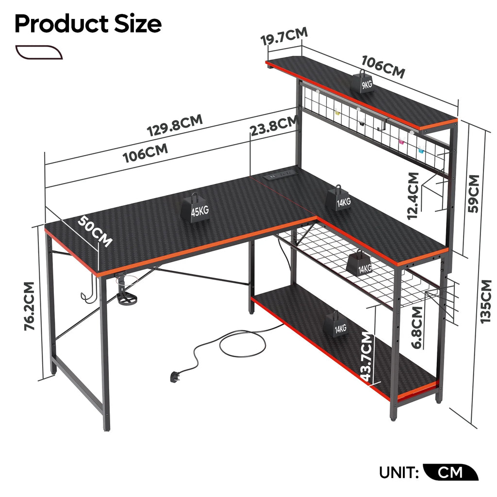 Level Up Your Gaming Setup! 🎮🖥️ Check out this sleek 51" L-Shaped Desk with Power Outlets & LED Lighting! Perfect for gamers and home office warriors! 🖤 #GamingDesk #HomeOffice #GamerEssentials