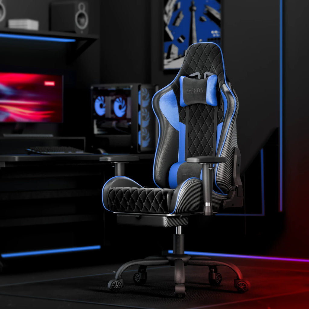 Gcpro-10 Gaming Chair, Big and Tall Video Game Chair with Footrest, High Back Ergonomic Computer Desk Chair Height Adjustable with Headrest and Lumbar Support