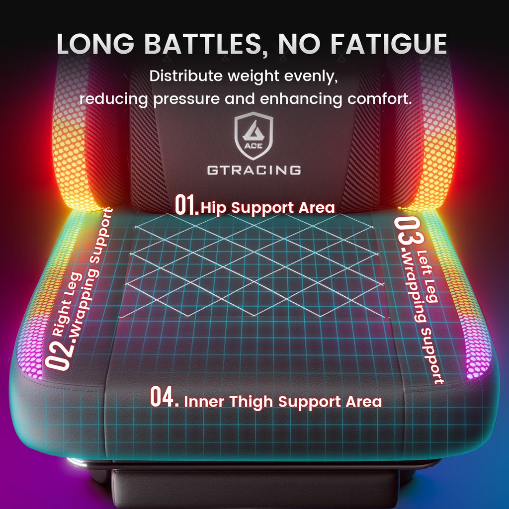 RGB Ergonomic Gaming Chair with Massage, LED Lights, Footrest, Lumbar Support, Black