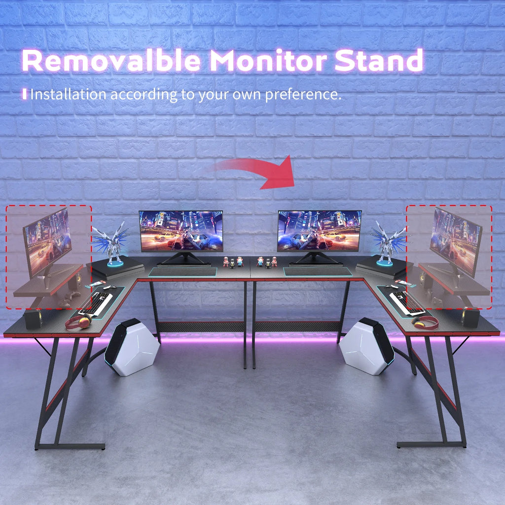 Level up your gaming setup with this sleek 51.2" L-Shaped Carbon Fiber Gaming Desk! Perfect for your corner space in stylish black! 🖤🎮 #GamingDesk #GamerSetup