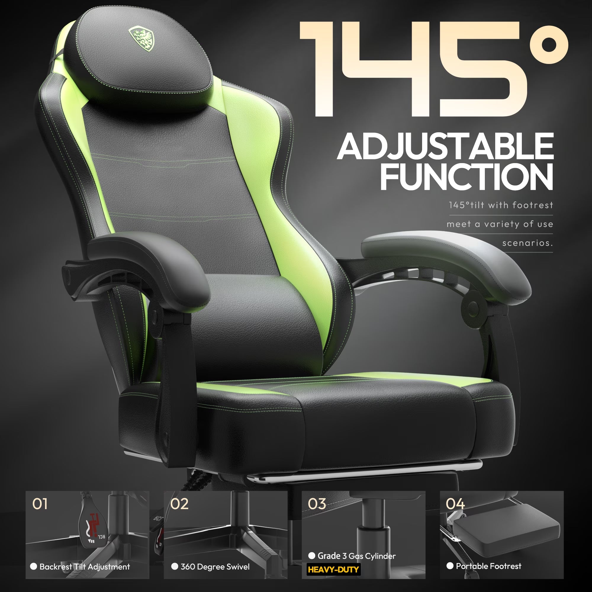 Level Up Your Comfort! 🎮✨ Check Out This Ergonomic Gaming Chair with Footrest & Massage Support - Perfect for Gaming & Office Use! 💺💚 #GamingChair #Comfort #Ergonomics