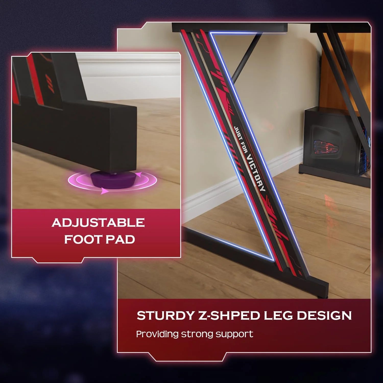 Transform your gaming experience with our 39" Z-Shaped Gaming Desk! 🎮✨ Super spacious and sturdy, plus it has a perfect headphone hook! 🔥 #GamingDesk #GameOn