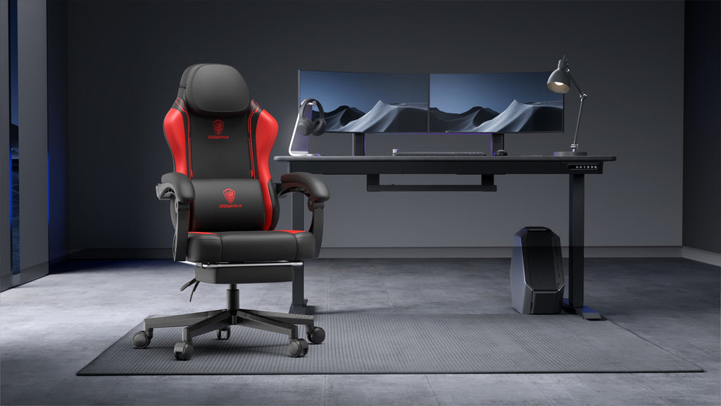 Level Up Your Comfort! 🎮🪑 Ergonomic Gaming Chair with Footrest & Massage Support - Perfect for Office & Gaming Sessions! Red Hot Style! 🔥 300LBS Capacity!