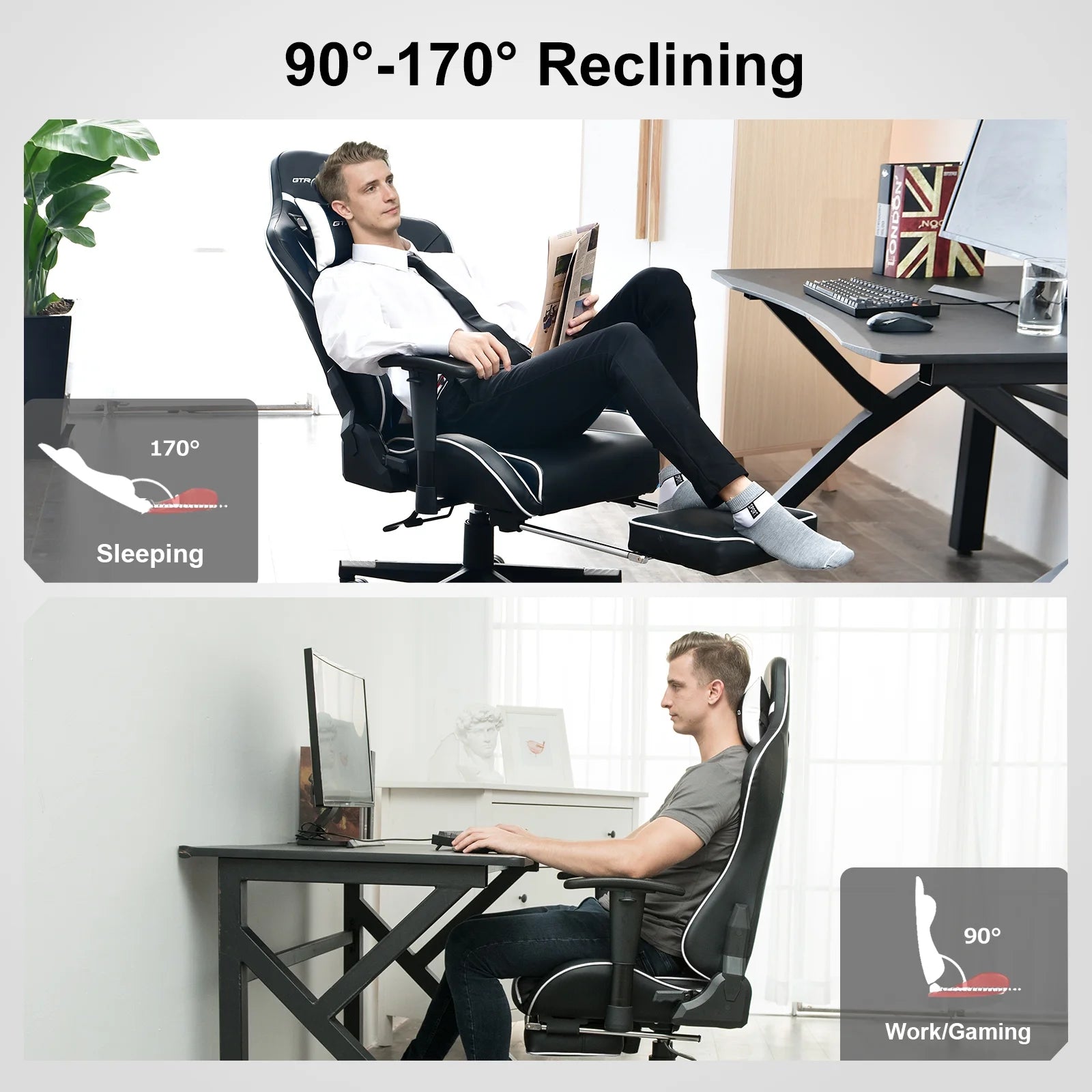 Transform your gaming setup with the ultimate GTRACING Music Gaming Chair! 🎮✨ Enjoy ergonomic comfort, a cozy footrest, and stylish white PU leather for those epic gaming marathons! 🪑🎶 #GamingChair #ErgonomicDesign #GTRACING
