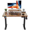 47" Wide Home Office Electric Height Adjustable Standing Desk Lifting Range 28~46" Computer Desk with Monitor Stand,Brown
