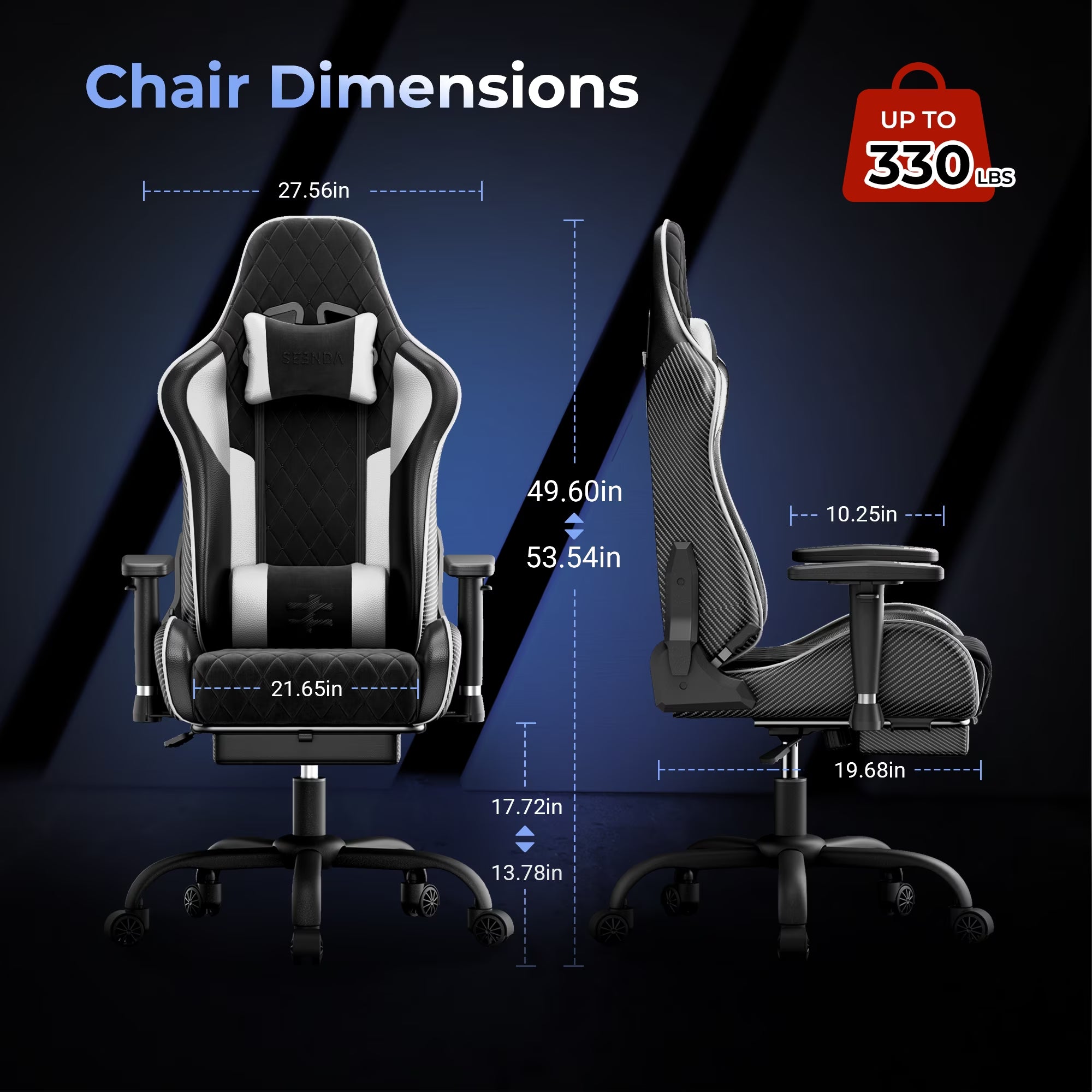 Gcpro-10 Big and Tall Gaming Chair with Footrest, High-Back Ergonomic Office Chair, Heavy Duty Reclining Computer Desk Chair with Adjustable Lumbar Support and Headrest