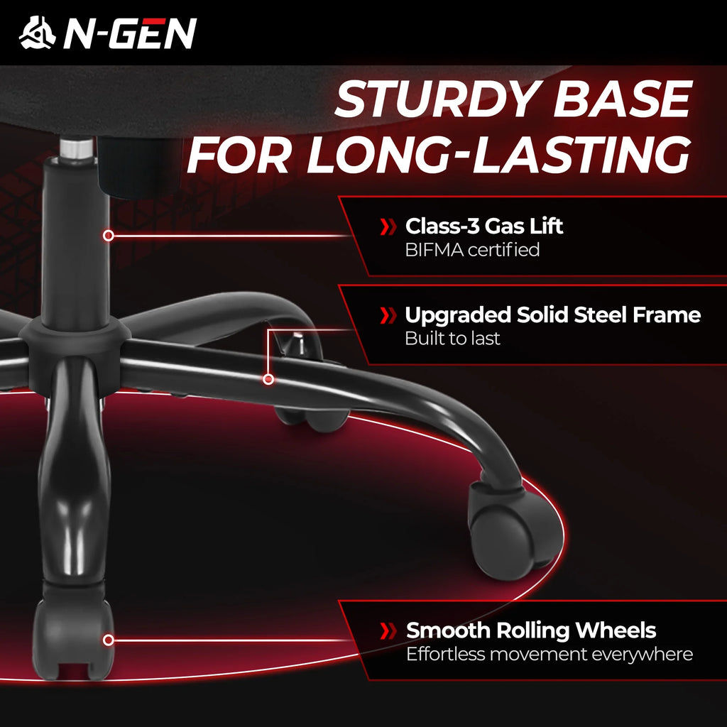Level up your gaming setup with the N-GEN Black Gaming Chair! 🎮🖥️ Ergonomic design, flip-up armrests, and sleek PU leather make it the ultimate desk chair for gamers and professionals alike! #GamingChair #ErgonomicDesign #OfficeStyle