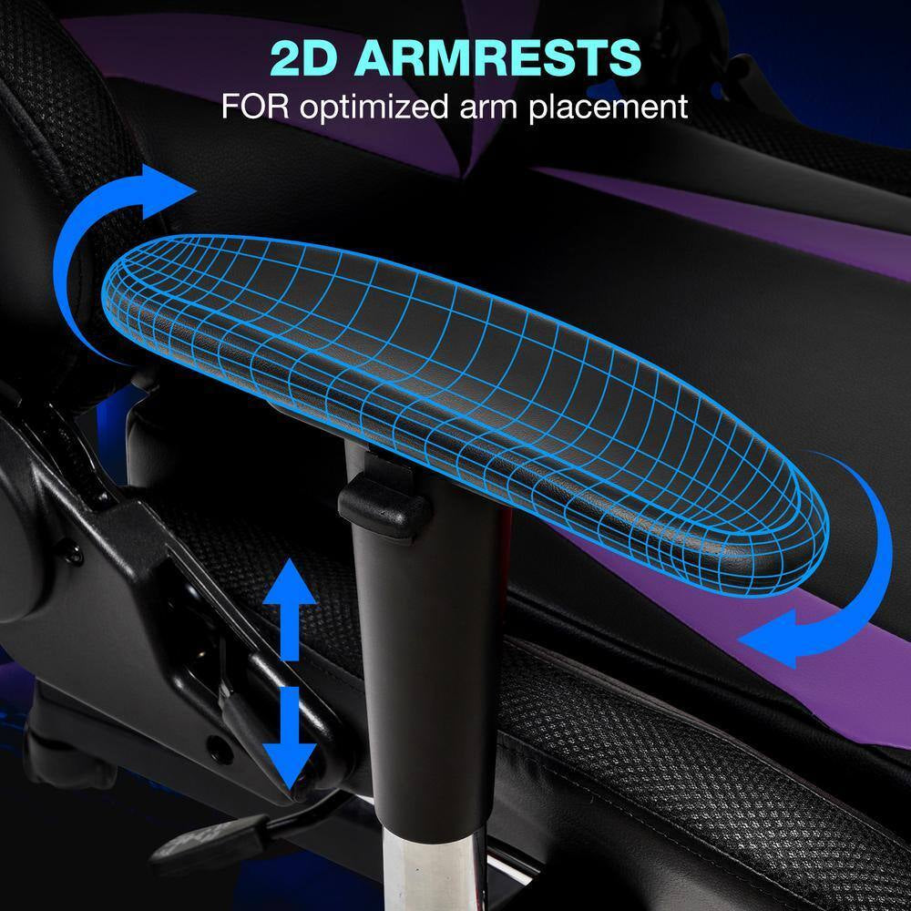 Level up your gaming experience with our Purple Faux Leather Massage LED Reclining Chair! 🎮✨ Enjoy Bluetooth speakers and adjustable armrests for ultimate comfort! 💜🛋️ #GamingChair #Ergonomic #GameOn