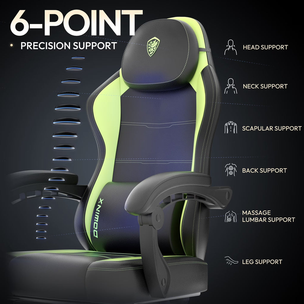 Level Up Your Comfort! 🎮✨ Check Out This Ergonomic Gaming Chair with Footrest & Massage Support - Perfect for Gaming & Office Use! 💺💚 #GamingChair #Comfort #Ergonomics