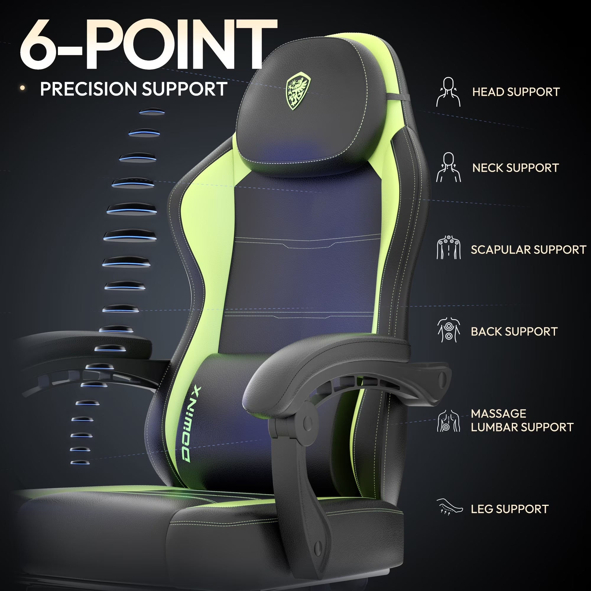 Level Up Your Comfort! 🎮✨ Check Out This Ergonomic Gaming Chair with Footrest & Massage Support - Perfect for Gaming & Office Use! 💺💚 #GamingChair #Comfort #Ergonomics