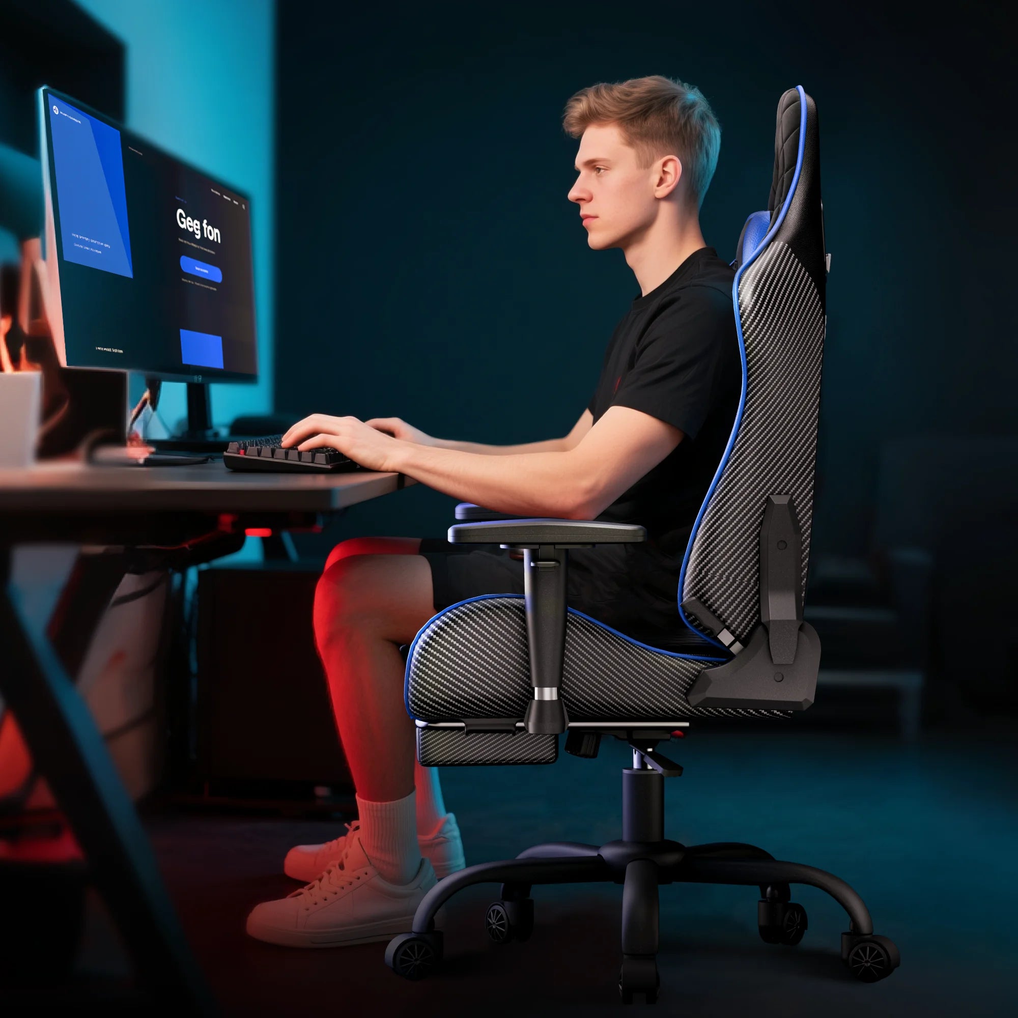 Gcpro-10 Gaming Chair, Big and Tall Video Game Chair with Footrest, High Back Ergonomic Computer Desk Chair Height Adjustable with Headrest and Lumbar Support