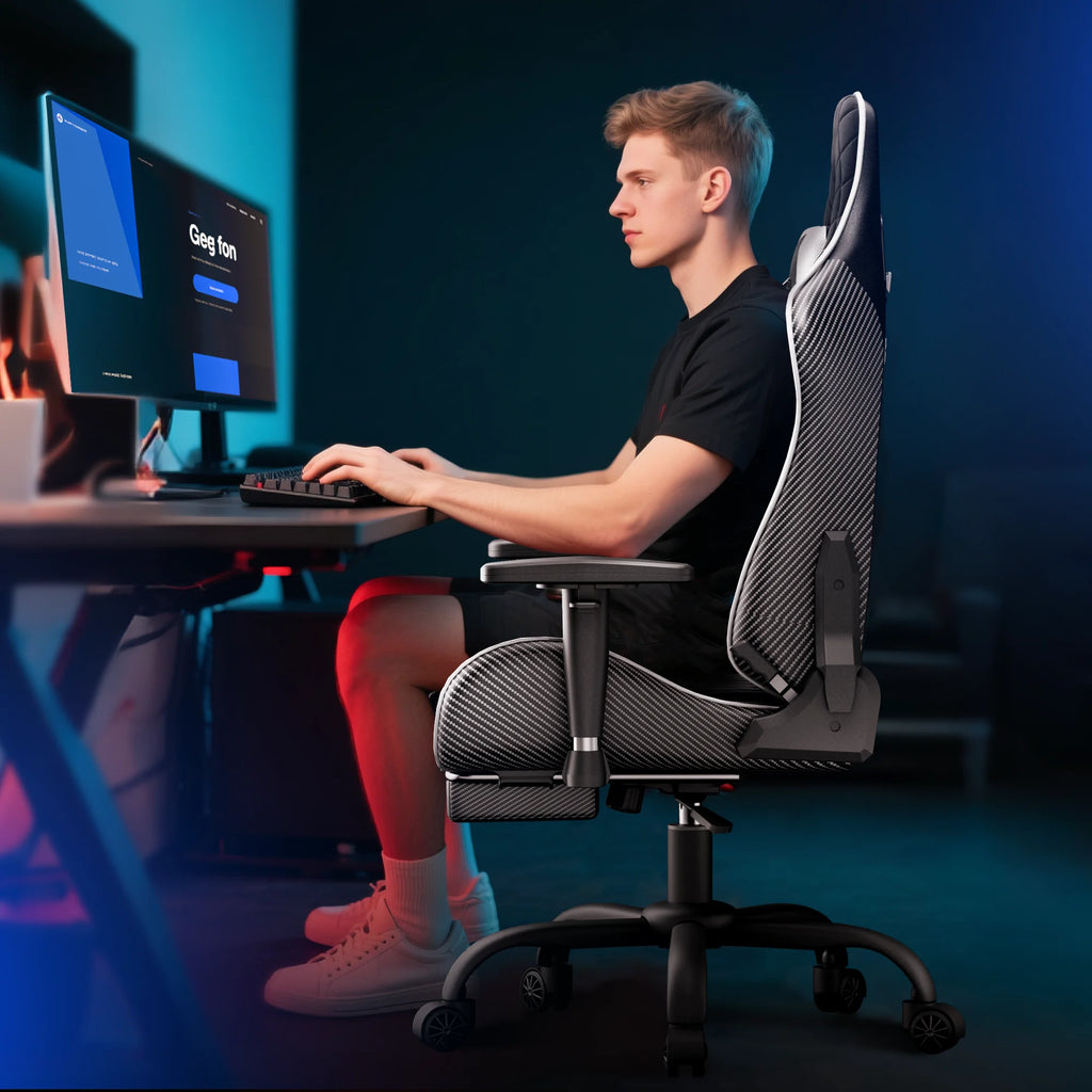 Gcpro-10 Big and Tall Gaming Chair with Footrest, High-Back Ergonomic Office Chair, Heavy Duty Reclining Computer Desk Chair with Adjustable Lumbar Support and Headrest