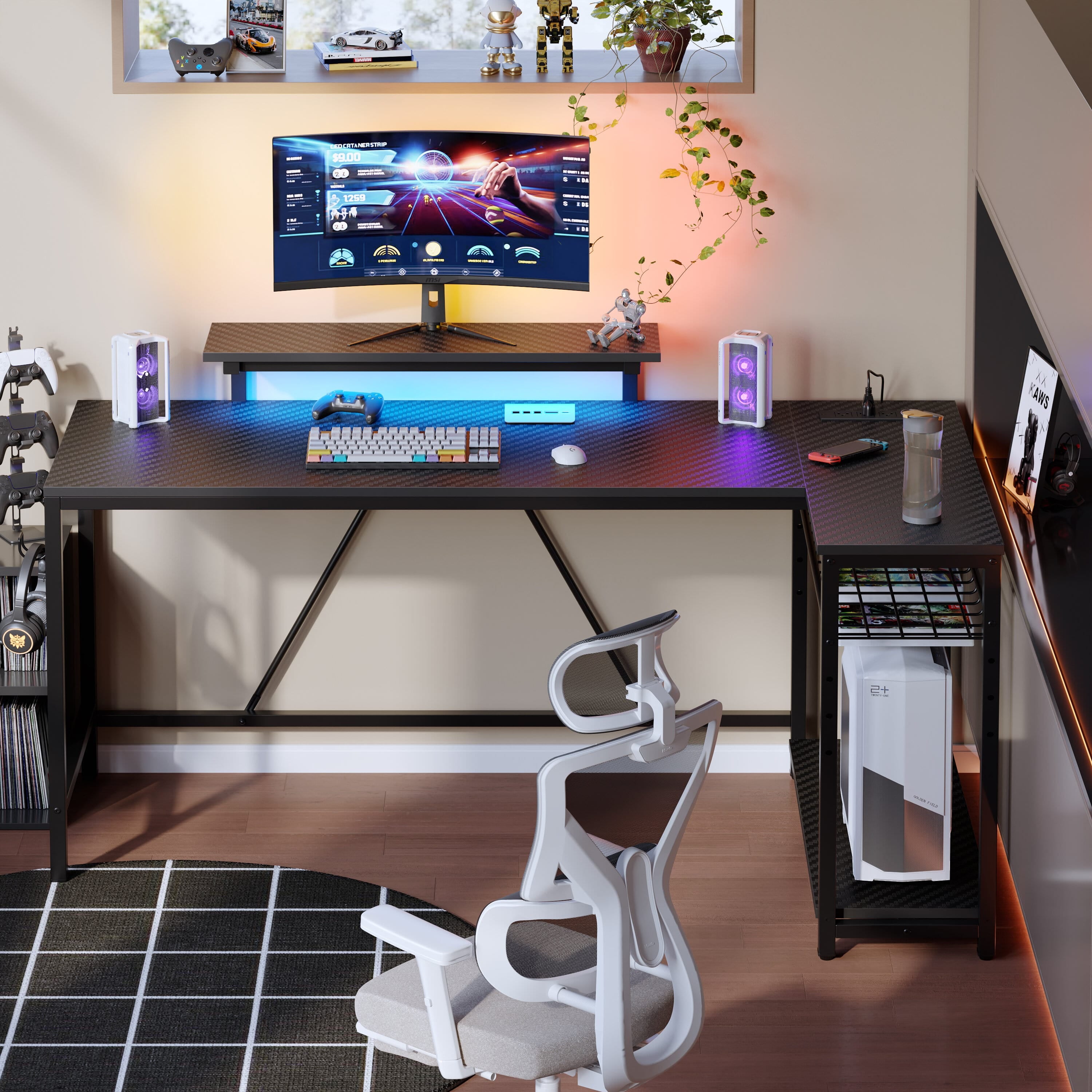 Level up your gaming setup! 🎮✨ Check out this sleek 58" L-Shaped Gaming Desk with LED lights, power outlet, and monitor stand! Perfect for your corner space! 🖥️💡 #GamingDesk #HomeOffice #GamerGoals