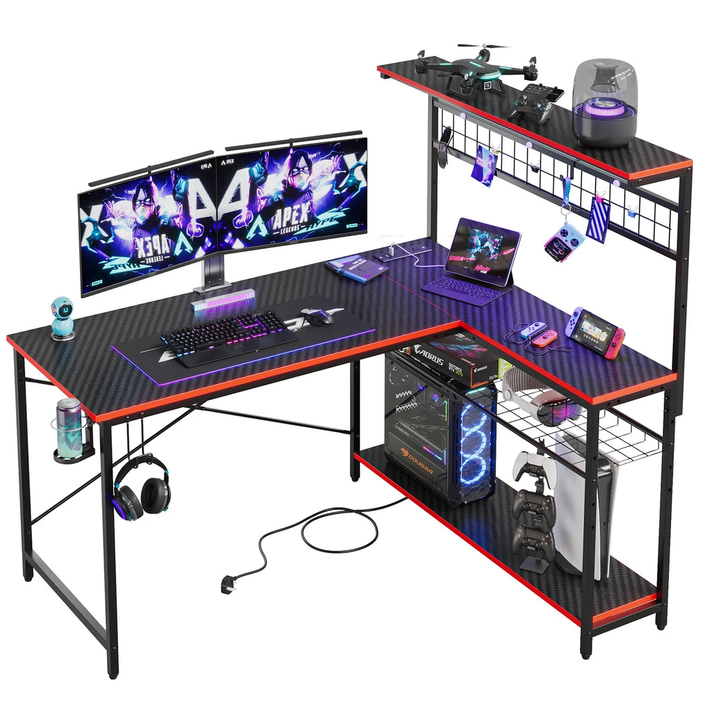 Level Up Your Gaming Setup! 🎮🖥️ Check out this sleek 51" L-Shaped Desk with Power Outlets & LED Lighting! Perfect for gamers and home office warriors! 🖤 #GamingDesk #HomeOffice #GamerEssentials
