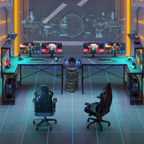Level Up Your Gaming Setup! 🎮🖥️ Check Out This 51" L Shaped Gaming Desk with LED Lights, Power Outlets, and Stylish Black Marble Finish! Perfect for Home Office and Gamers! #GamingDesk #HomeOffice #GamerGear