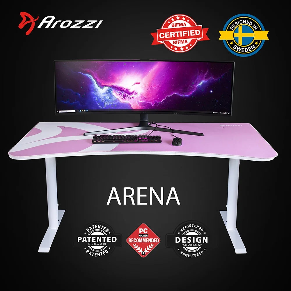 Arena Gaming Desk - White Pink