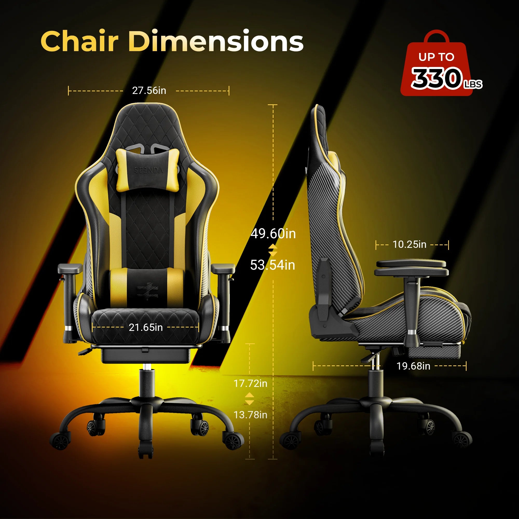 Gcpro-10 Big and Tall Gaming Chair, All-In-One Comfort Featuring a Retractable Footrest, High-Back Ergonomic Design, and Fully Adjustable Lumbar & Head Support