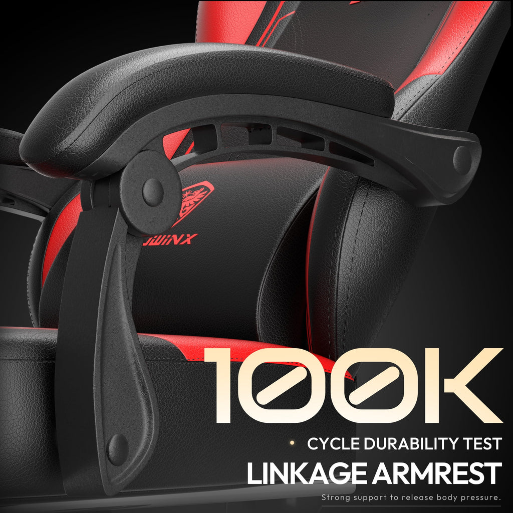 Level Up Your Comfort! 🎮🪑 Ergonomic Gaming Chair with Footrest & Massage Support - Perfect for Office & Gaming Sessions! Red Hot Style! 🔥 300LBS Capacity!