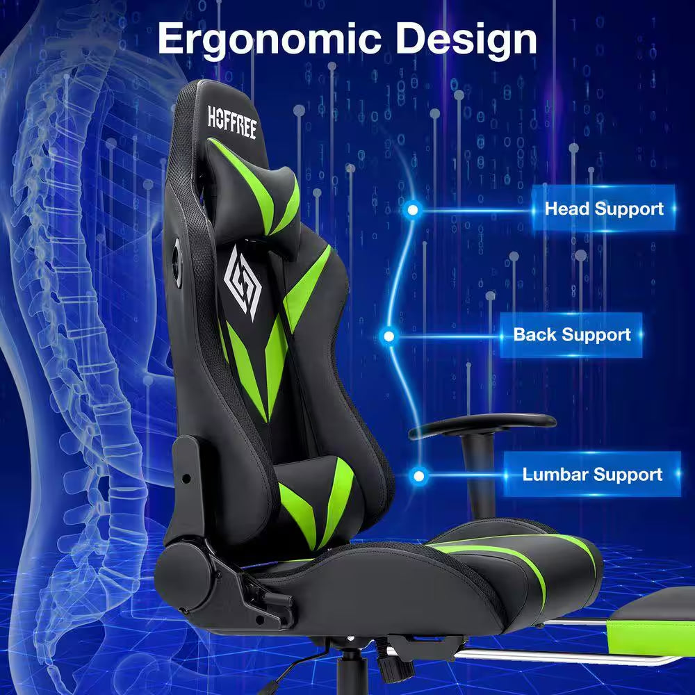 Level up your gaming setup with our sleek Green Faux Leather Massage Reclining Chair! 🎮✨ Enjoy Bluetooth speakers and adjustable armrests for ultimate comfort! #GamingChair #ErgonomicDesign #BluetoothSpeakers