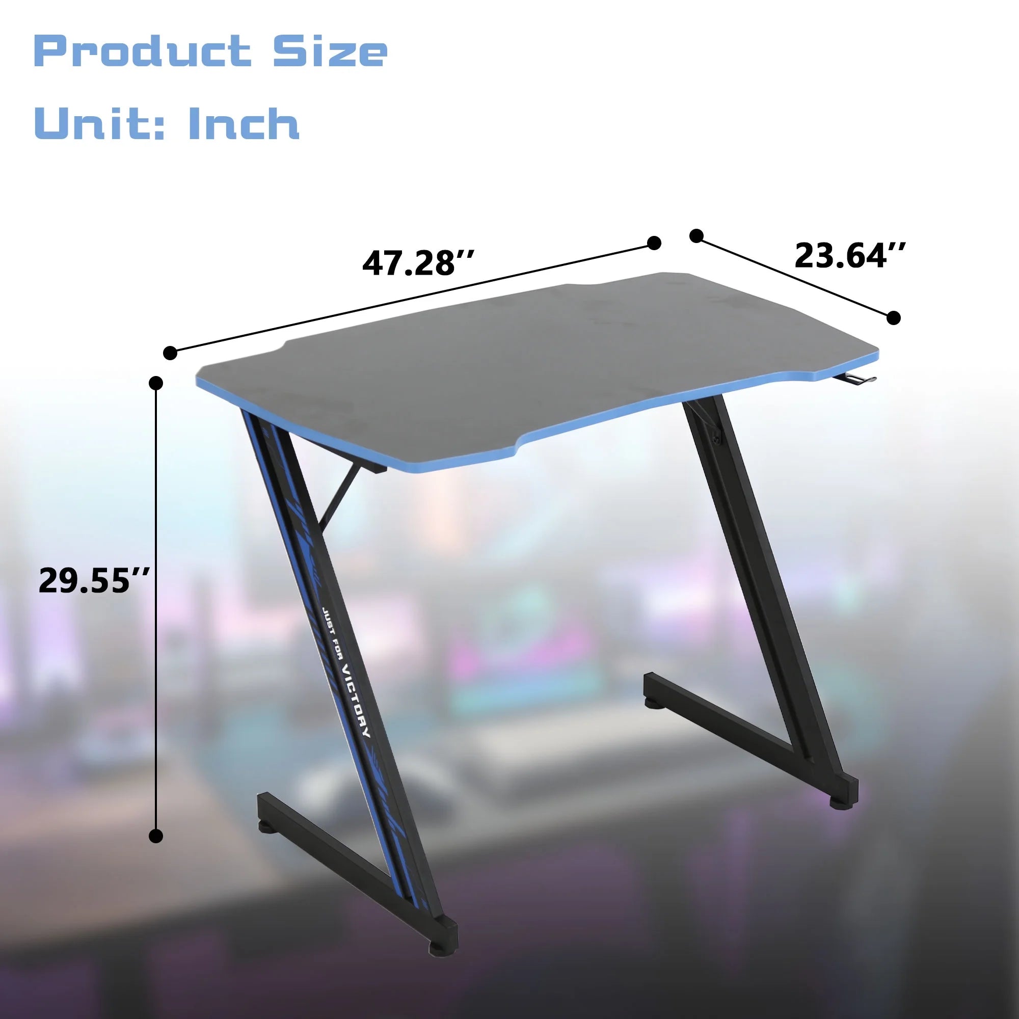 Level up your gaming setup with this cool Blue Z Shaped Desk featuring a handy headphone hook! 🎮💙 #GamingDesk #SetupGoals