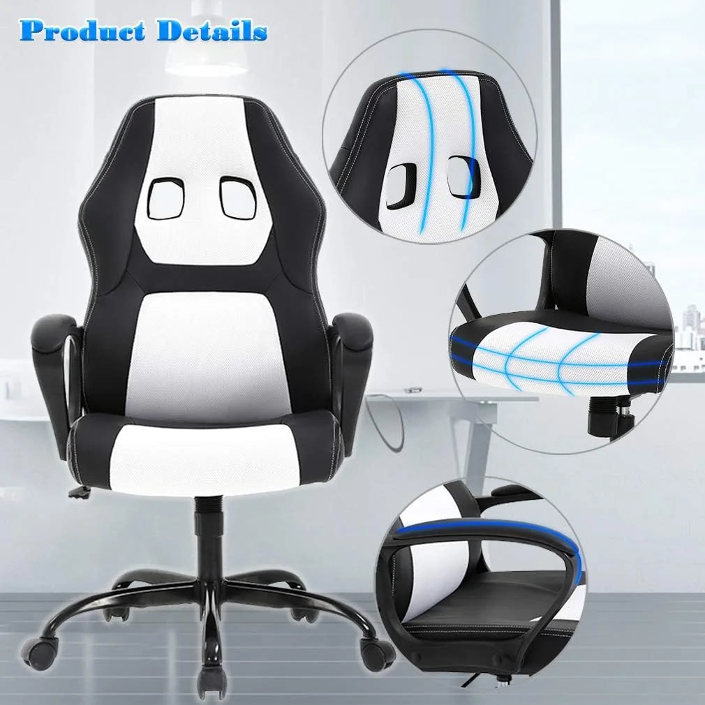 Upgrade your gaming experience with our stylish White PU Leather & Mesh Racing Chair! 🏎️💨 Enjoy ultimate comfort and support while you play! #GamingChair #RacingStyle