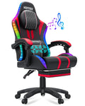 Big and Tall Gaming Chair with Speakers Office Chair with Footrest Heavy Duty Gamer Chair with Lumbar Support Height Adjustable 360-Swivel Seat and Headrest for Adults, 400Lbs