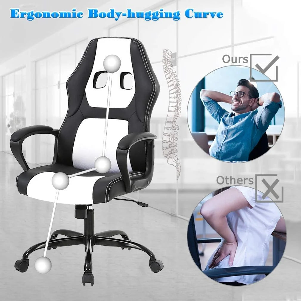 Upgrade your gaming experience with our stylish White PU Leather & Mesh Racing Chair! 🏎️💨 Enjoy ultimate comfort and support while you play! #GamingChair #RacingStyle