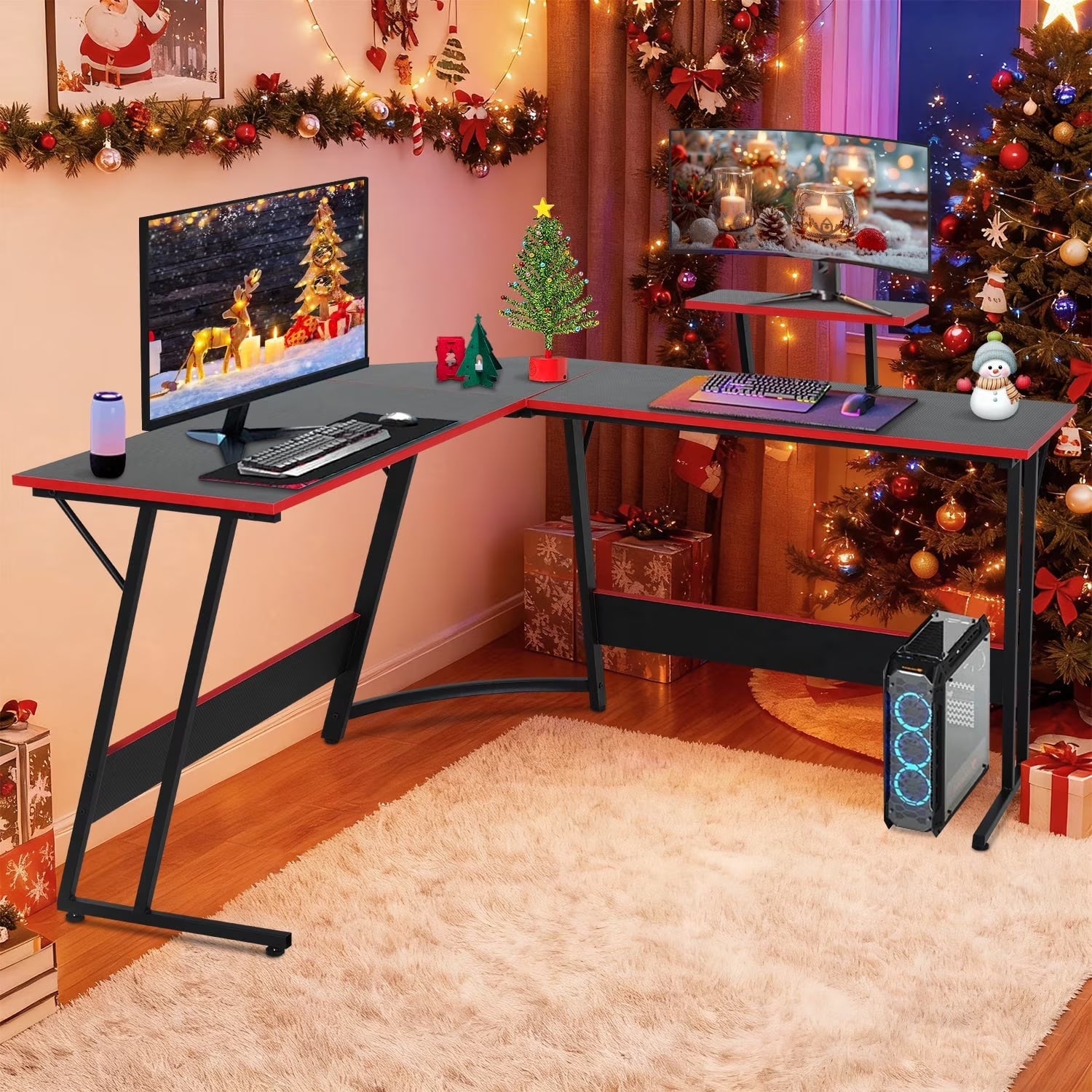 Transform Your Space! 🖥️✨ Discover the Ultimate 50" L-Shaped Gaming Desk - Ideal for Your Home Office & Gaming Needs! 🕹️🖤