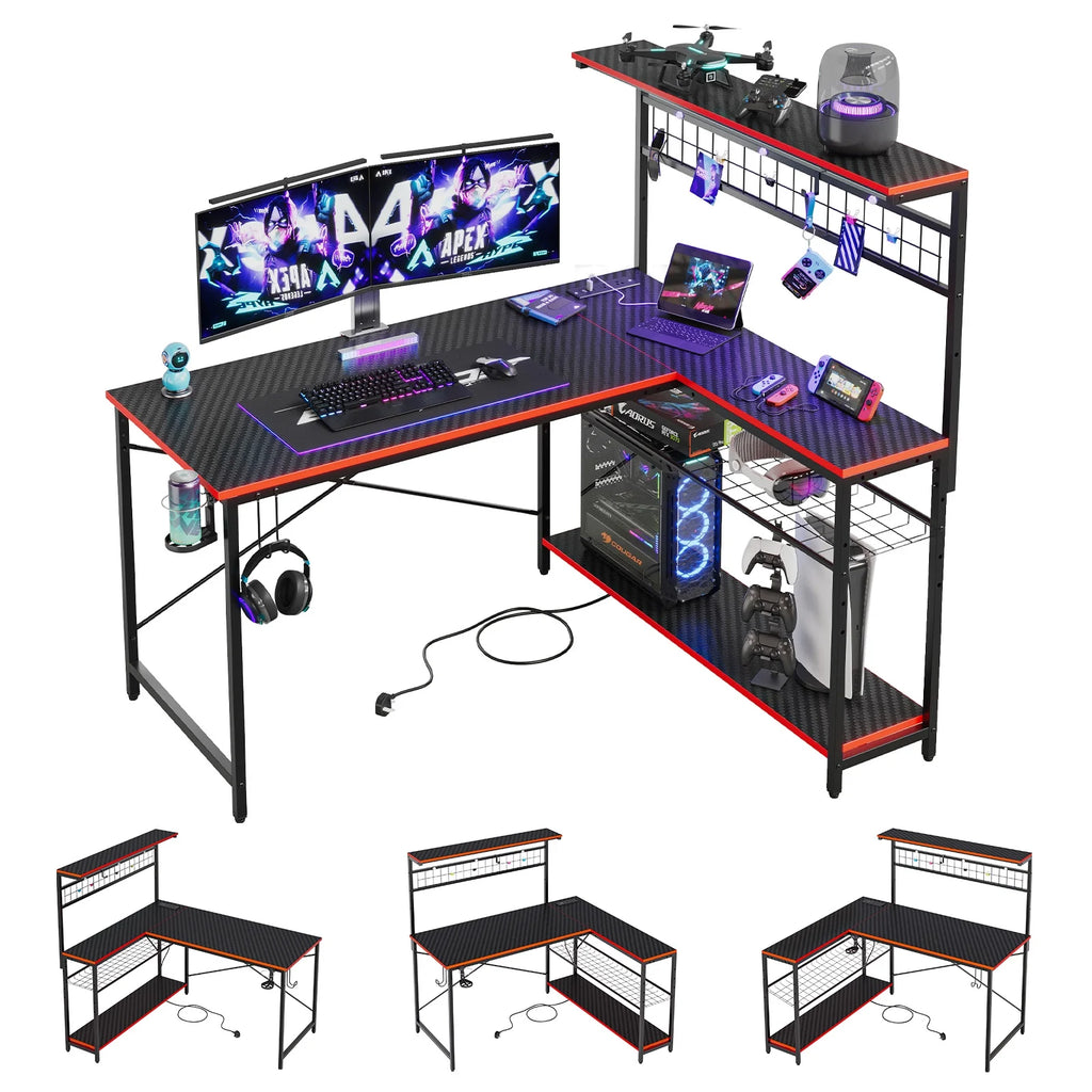 Level Up Your Gaming Setup! 🎮🖥️ Check out this sleek 51" L-Shaped Desk with Power Outlets & LED Lighting! Perfect for gamers and home office warriors! 🖤 #GamingDesk #HomeOffice #GamerEssentials
