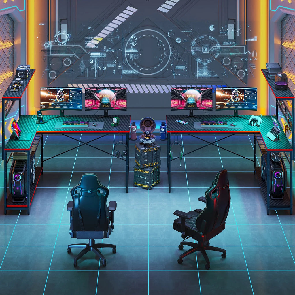 Level Up Your Gaming Setup! 🎮🖥️ Check out this sleek 51" L-Shaped Desk with Power Outlets & LED Lighting! Perfect for gamers and home office warriors! 🖤 #GamingDesk #HomeOffice #GamerEssentials