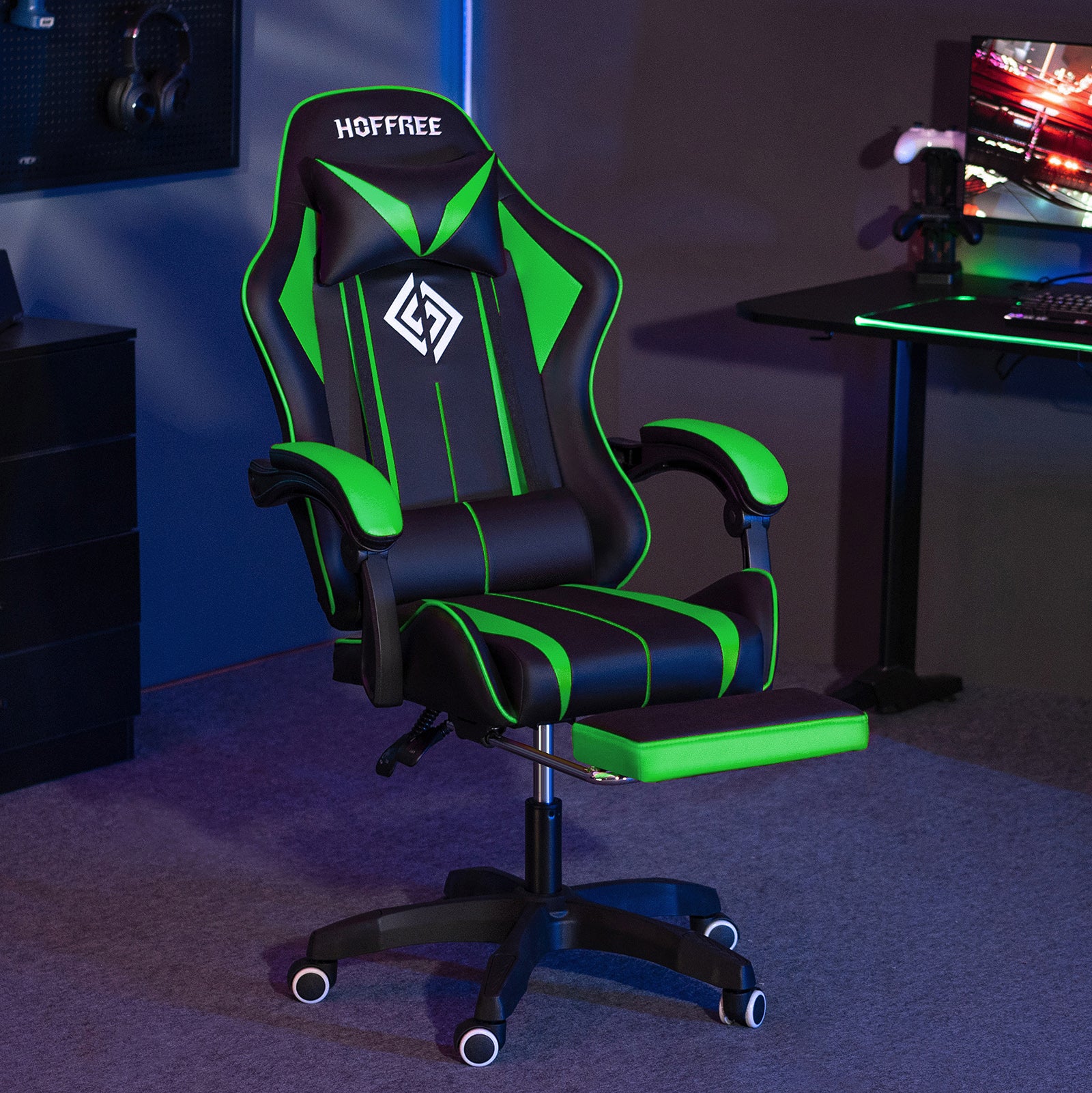 Level Up Your Gaming Experience: Ultimate Massage Gaming Chair with Footrest & Ergonomic Comfort! 🎮✨